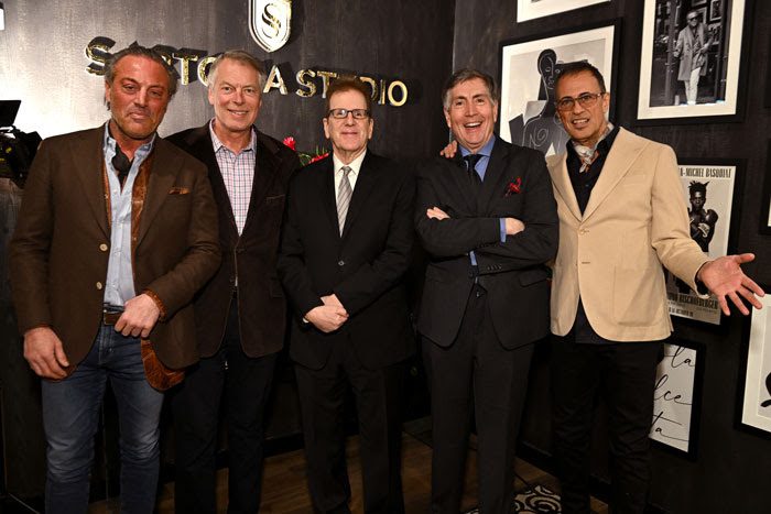 (L-R) Jack Menashe, Richard Johnson, Neil Rosen, Bill McCuddy, and James Mansour attend the Sartoria Studio Opening on February 07, 2023 in New York City. (Photo by Steven Ferdman/Getty Images for Sartoria Studio )