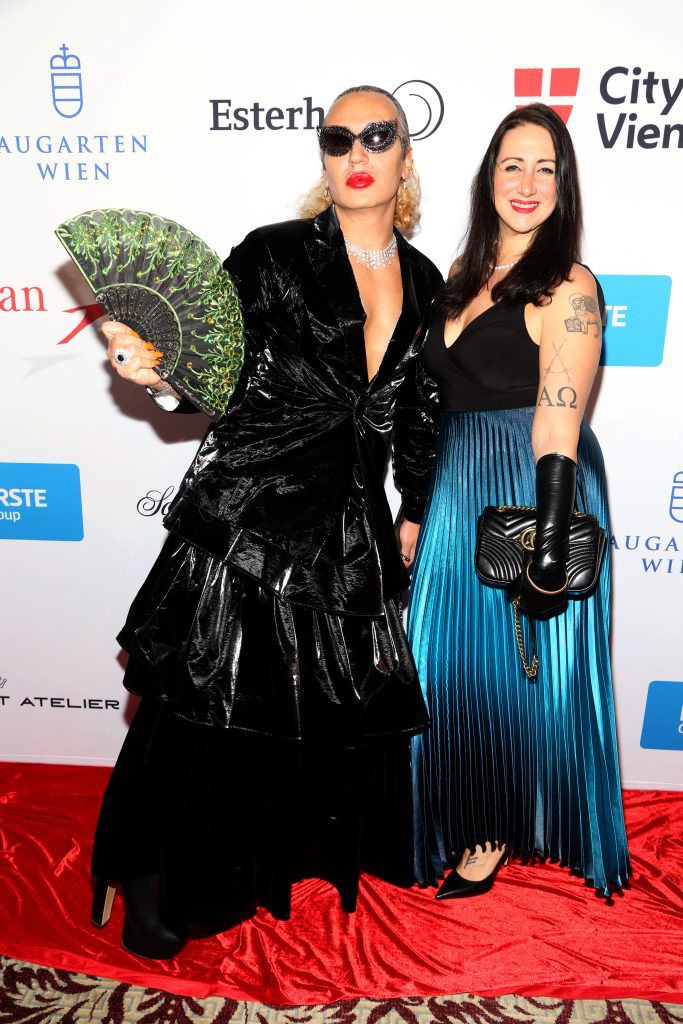 Elton Ilirjan and Nadja Sayej attend 67th Viennese Opera Ball Benefiting Gabrielle's Angel Foundation at The Plaza on May 12, 2023 in New York.