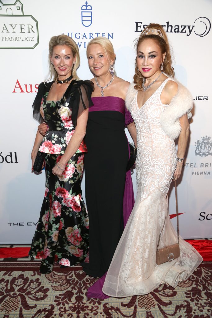 Sabine Riglos, Janna Bullock and Lucia Hwong Gordon attend 67th Viennese Opera Ball Benefiting Gabrielle's Angel Foundation at The Plaza on May 12, 2023 in New York. (Photo by Sylvain Gaboury/PMC)