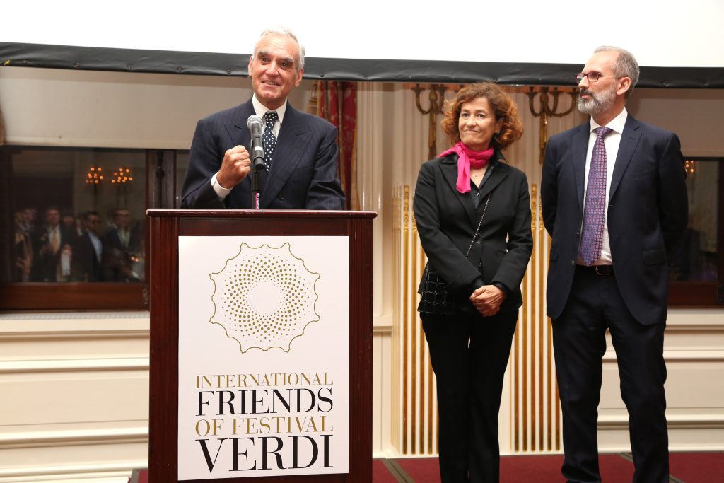 Alessio Vlad, Barbara Minghetti and Luciano Messi attend International Friends of Festival Verdi Spring Gal