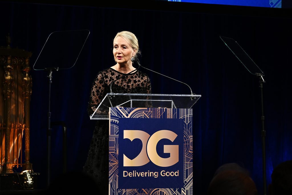 Andrea Weiss speaks onstage during the 2024 Evening of Delivering Good at Gotham Hall on October 29, 2024 in New York City. (Photo by Slaven Vlasic/Getty Images for Delivering Good)