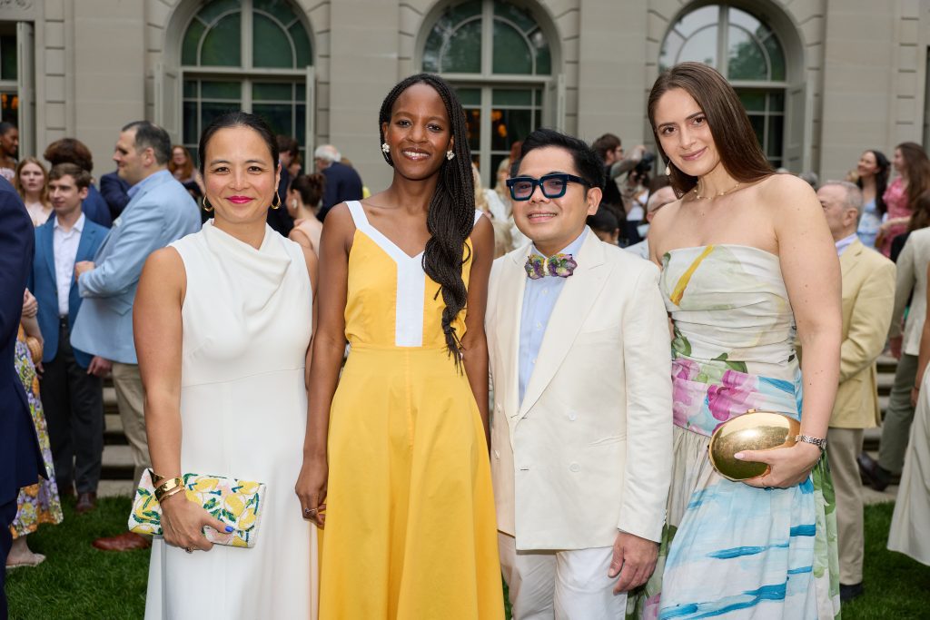 Associate Director of Development Angie Calderwood, Associate Curator of Decorative Arts Marie-Laure Buku Pongo, Erick Brocoy, and Aurela Dragani; photo: George Koelle